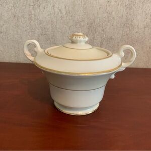 Bretton Woods Elegant Cream and Gold sugar bowl